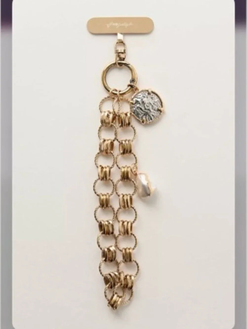 NWT Free People Charmed Phone Wristlet in Gold Coin